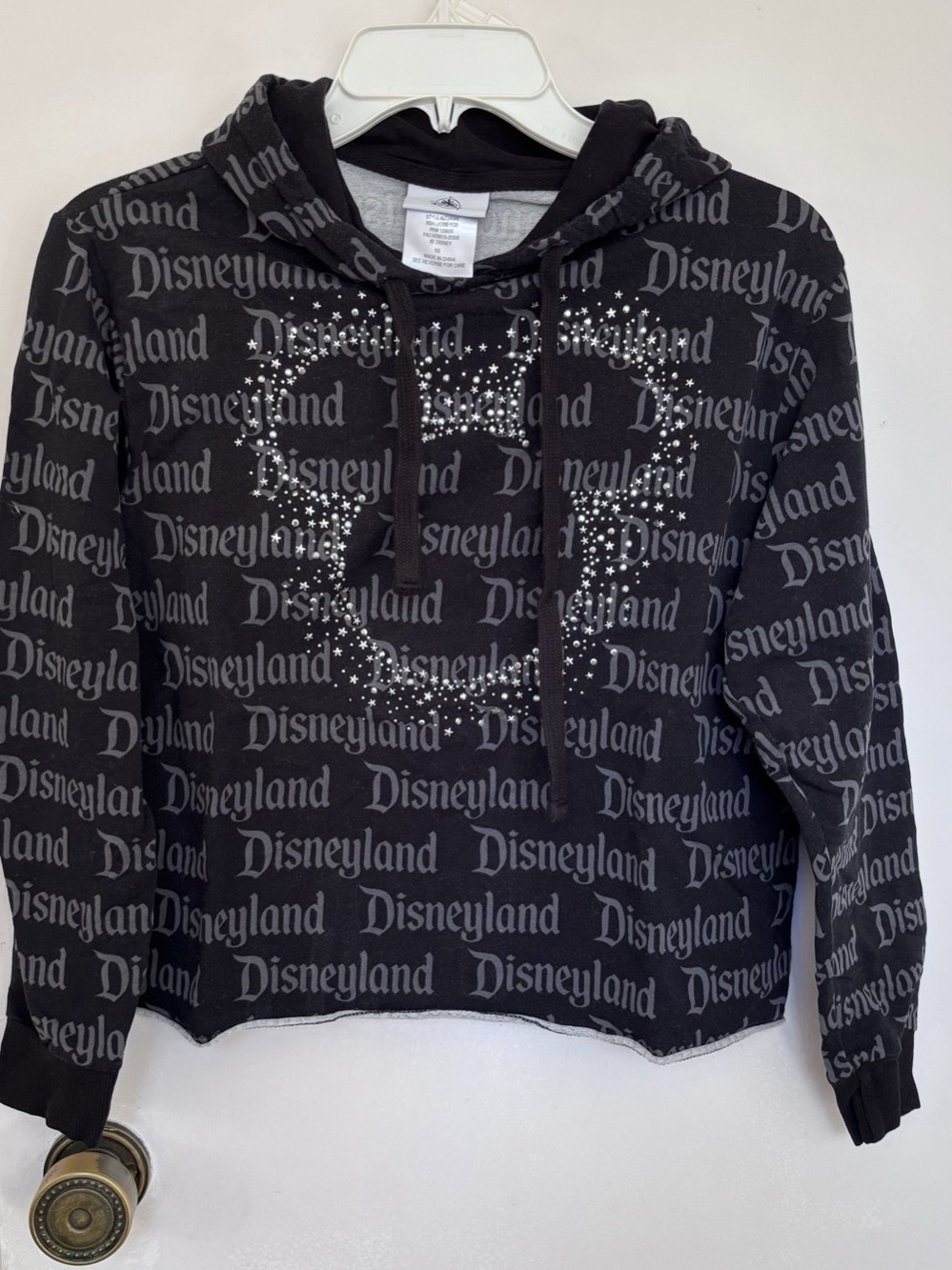 Disney Cropped Hooded Jacket Black & Gray Size XS